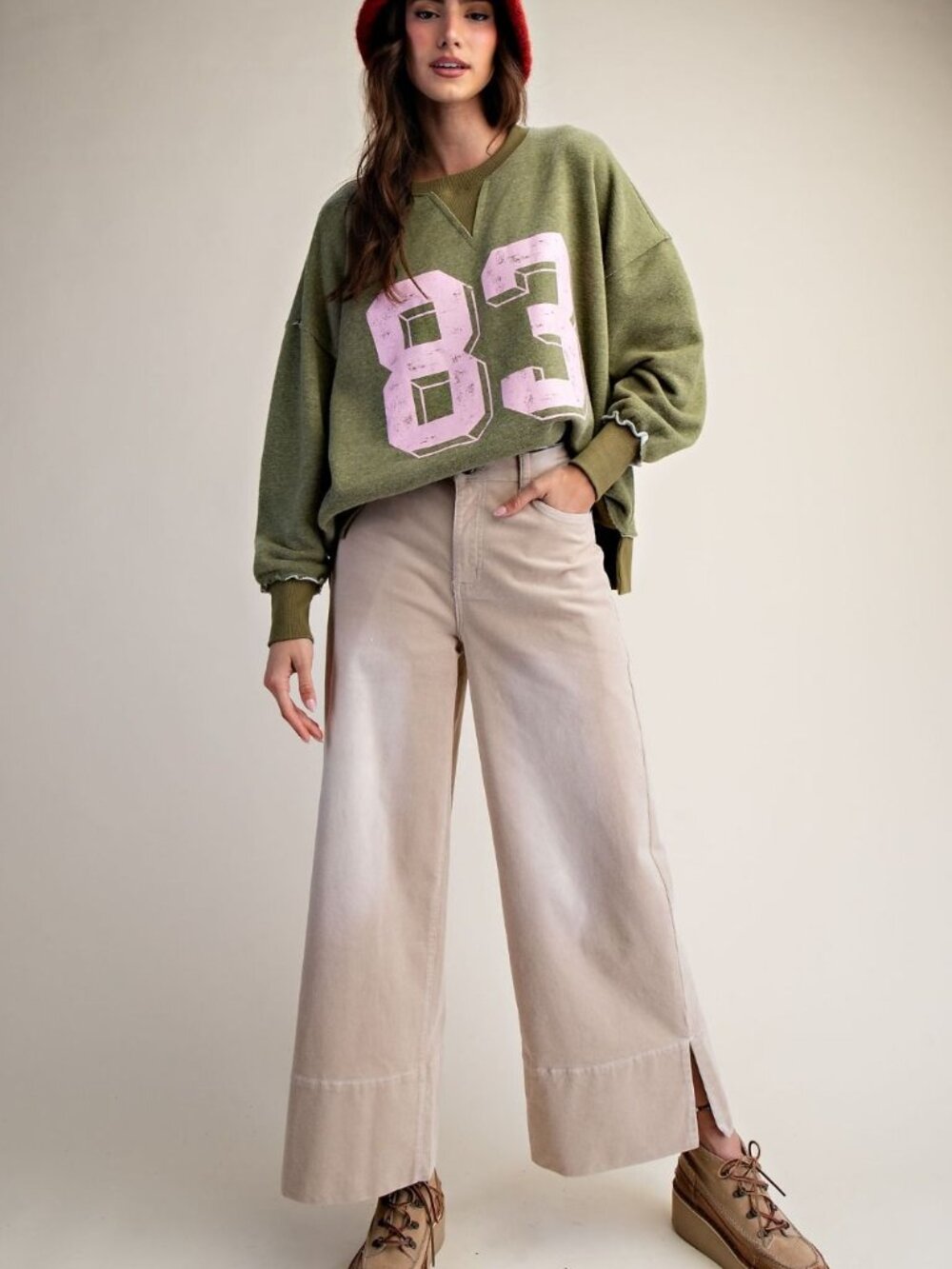 EASEL STRETCH BABY CORDUROY WIDE LEG PANTS 97%COTTON 3%SPANDEX